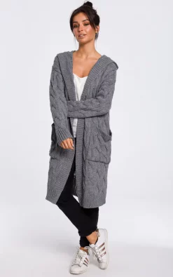 Flash Sale 🎁 MOE Long Cable Knit Cardigan In Grey 🥰