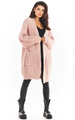 Coupon 🎁 AWAMA Long Thick Cardigan In Pink 🔥