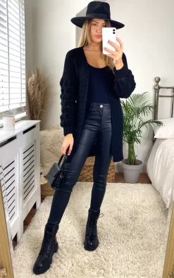 Best Sale 🔔 Aftershock London Wool Blend Longline Cardigan In Black ❤️