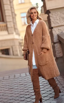 Hot Sale 🌟 Makadamia Camel Long Cardigan Fastened With Buttons 😉