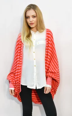 Cheap 🤩 CY Boutique Batwing Cardigan In Red And Pink Stripe ✔️