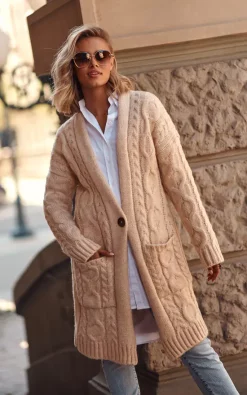 Cheap 🎉 Makadamia Beige Cardigan In Braids ❤️