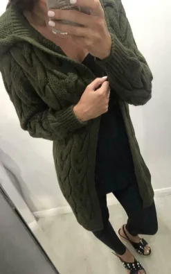 Top 10 🤩 GIGILAND UK Hooded Long Line Khaki Cable Knit Cardigan 🔔