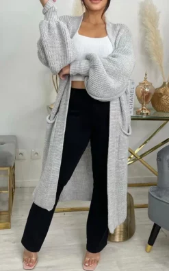 Best deal 💯 GIGILAND UK Grey Bell Sleeve Oversized Longline Cardigan 😀