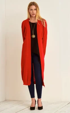 Flash Sale ✔️ Oops Fashion Jess Chunky Knitted Open Cardigan In Red 🎉
