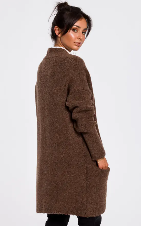 Best deal ๐ฅ MOE Soft Knit Long Cardigan With Pockets In Brown โญ - Image 3