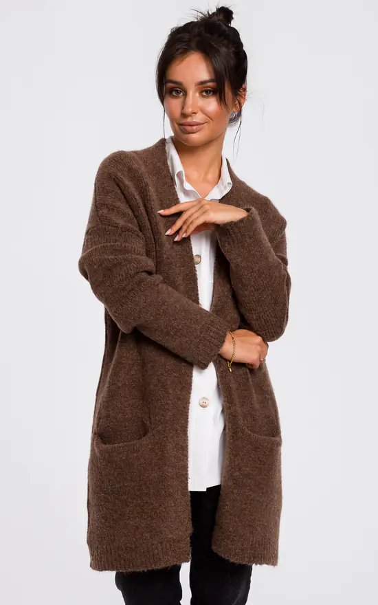 Best deal ๐ฅ MOE Soft Knit Long Cardigan With Pockets In Brown โญ - Image 4