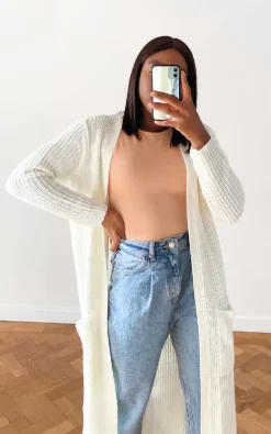 Best deal 💯 IKRUSH Lottie Longline Knitted Cardigan In Cream 😍