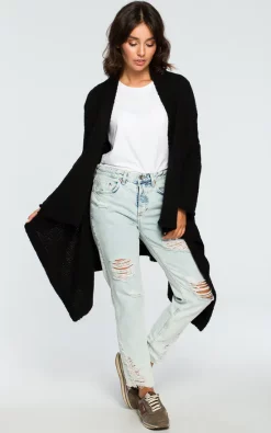 Coupon ❤️ MOE Black Waterfall Long Cardigan ⭐