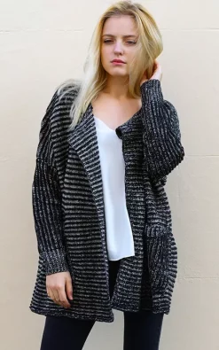 Best deal 🎉 CY Boutique Oversized Chunky Knit Cardigan In Black And Dark Grey 🎉