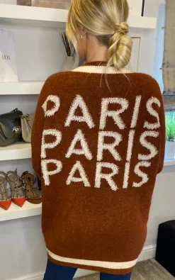 Best reviews of ⭐ CY Boutique Oversized Paris Embroidered Cardigan In Brown 🌟