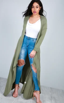 Best reviews of 🎉 Oops Fashion Niamh Long Waterfall Cardigan In Khaki 😀