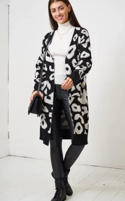 Flash Sale 🎉 Love Frontrow Black Leopard Print Mid Oversized Cardigan ⌛