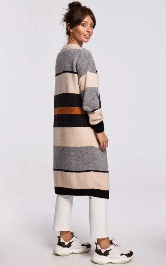 Best Pirce π₯° MOE Long Cardigan In Multicolour Stripes Model 3 π - Image 2