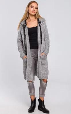 New ✨ MOE Grey Hooded Longline Cardigan With Drawstrings 😀