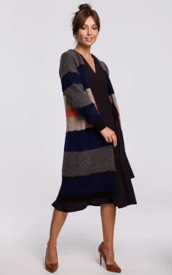 Hot Sale 🌟 MOE Long Cardigan In Multicolour Stripes Model 2 😉