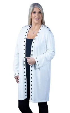 Buy 🎉 Malissa J Collection Oversized Cardigan With Eyelet Detail In Cream 🌟