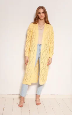 Discount 🧨 Lanti Long Cardigan With Open Front In Yellow 🥰
