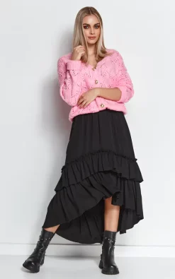 Cheap 😀 Makadamia Pink V Neck Sweater Fastened With Gold Buttons ⌛