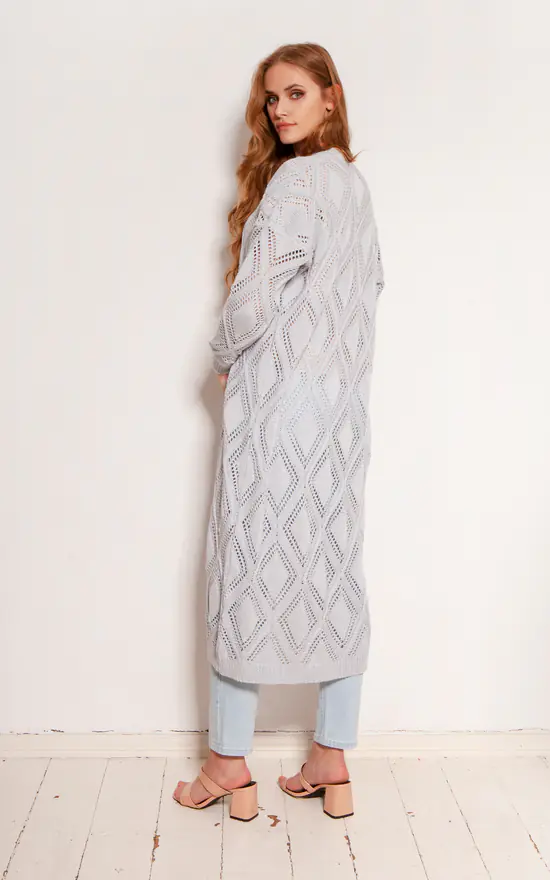 Budget ๐ Lanti Long Cardigan With Open Front In Grey โ๏ธ - Image 2