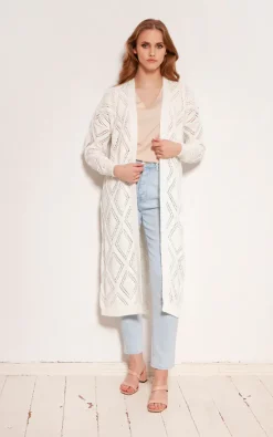Best Sale ⭐ Lanti Long Cardigan With Open Front In Ecru ⭐