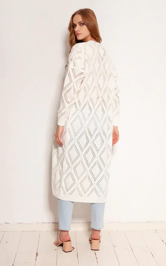 Best Sale โญ Lanti Long Cardigan With Open Front In Ecru โญ - Image 2