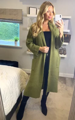 Hot Sale 🎉 Yumi Green Knitted Maxi Cardigan With Pockets 🎉