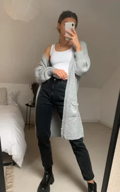Flash Sale 🌟 SlayTwins Lana Knitted Mid Length Cardigan Grey 🔥