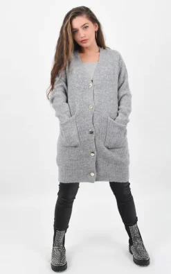 Cheap 👏 Boutique Store Grey Knitted Oversized Button Up Cardigan 😍