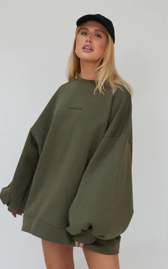 Wholesale ๐คฉ AwfullyPretty Ap Oversized Jumper ๐ Dress In Khaki โญ