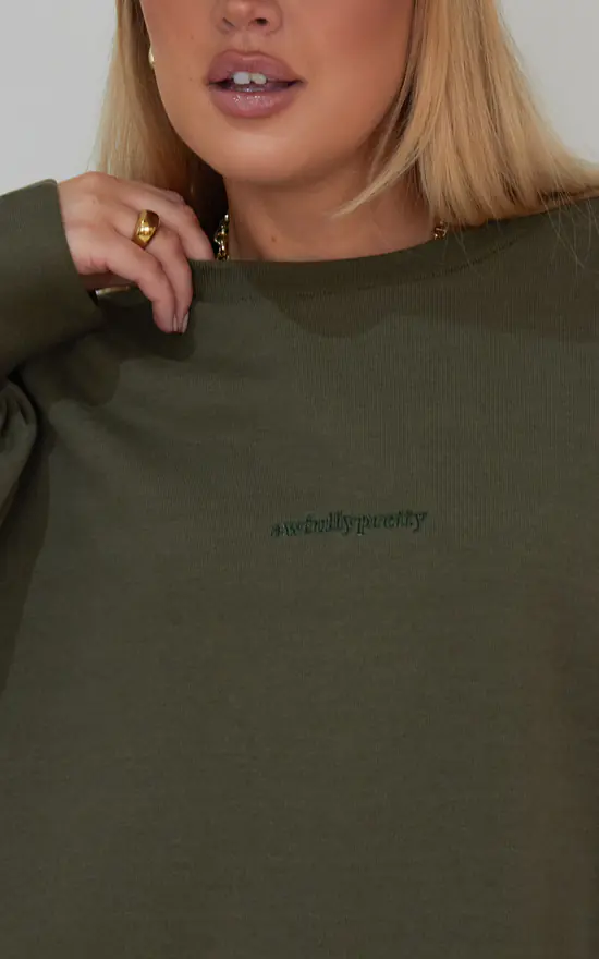 Wholesale ๐คฉ AwfullyPretty Ap Oversized Jumper ๐ Dress In Khaki โญ - Image 2