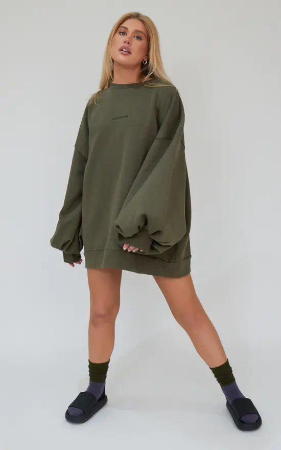 Wholesale ๐คฉ AwfullyPretty Ap Oversized Jumper ๐ Dress In Khaki โญ - Image 3