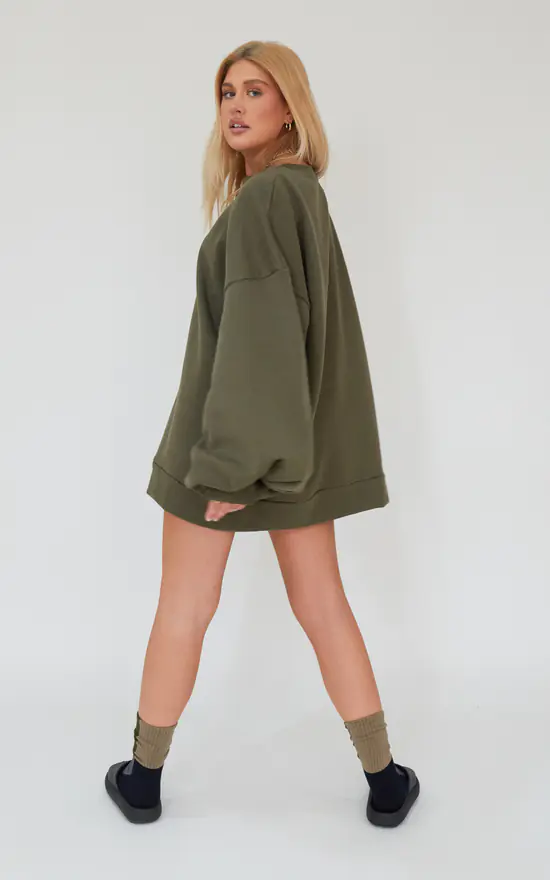 Wholesale ๐คฉ AwfullyPretty Ap Oversized Jumper ๐ Dress In Khaki โญ - Image 4