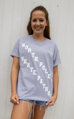 Outlet 🔔 Batch1 North Pole Skate Patrol 👩 Women's 🎁 Christmas T 👚 Shirt In Grey 🎉