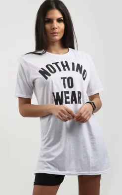 New 😍 Oops Fashion Toya White Oversized Tshirt With Nothing To Wear Slogan 🌟