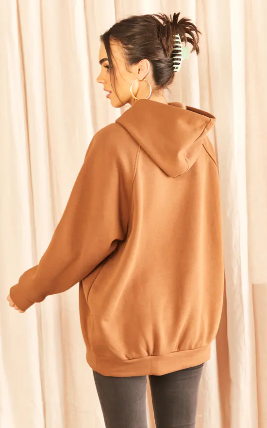 Budget ๐ Gini London Brooklyn Oversized Hooded Jumper Sweatshirt In Brown โ๏ธ - Image 4