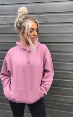 Cheap 👏 Naughtybirds Linked Heart Dusky Pink Hoodie 🔔