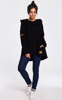 Outlet ⌛ MOE Hoodie With Wide Collar In Black 😉