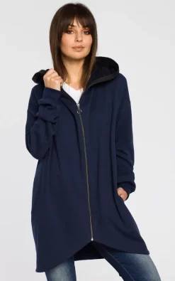 Brand new ⭐ MOE Navy Blue Zipped Hoodie With Side Pockets ⌛
