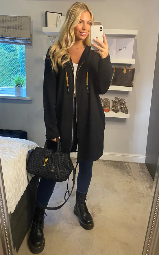 Best deal โ๏ธ Malissa J Collection Zip Through Jersey Parker With Gold Hamsa Motif ๐ - Image 2