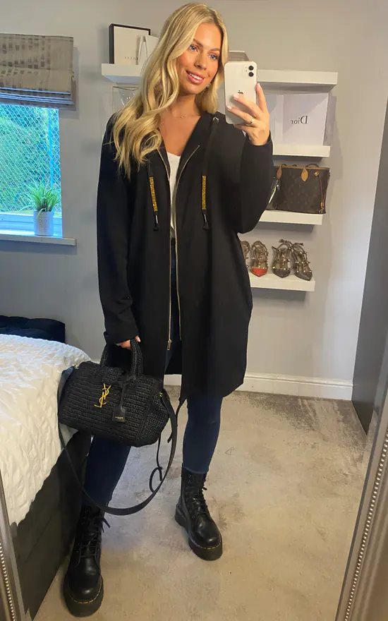 Best deal โ๏ธ Malissa J Collection Zip Through Jersey Parker With Gold Hamsa Motif ๐ - Image 3