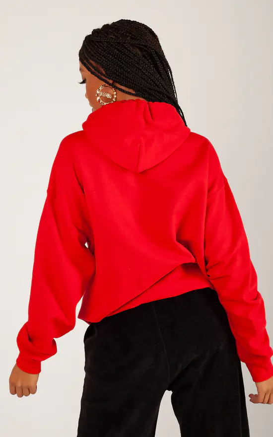Discount โจ Lime Blonde Oversized Hoodie In Red With Black Glitter Hearts ๐ - Image 2