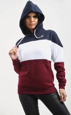 Brand new 🛒 Oops Fashion Zara Oversized Hooded Sweatshirt In Navy White And Wine Stripe ⭐