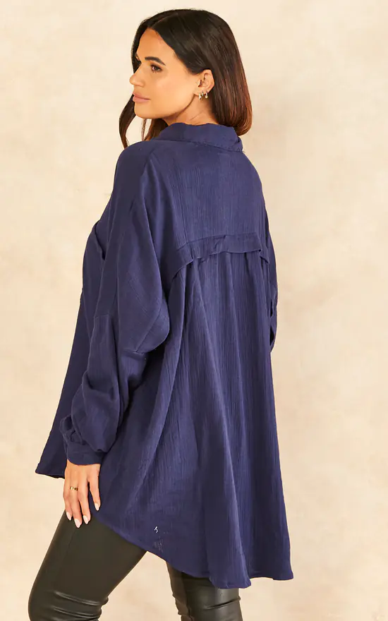 Top 10 โจ Blue Vanilla Paige Oversized ๐ Shirt In Navy ๐ - Image 4