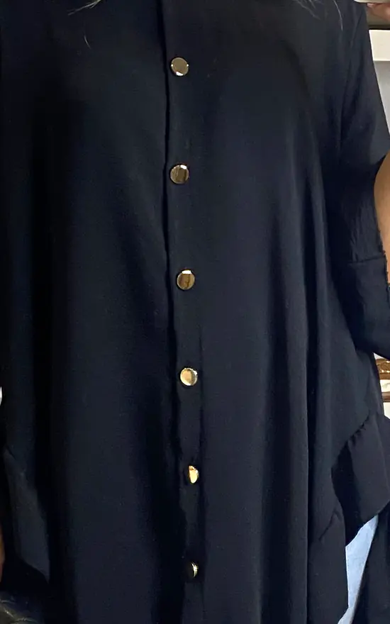 Hot Sale ๐ฅฐ HOXTON GAL Ruffle Detailed 3/4 Sleeves Tunic ๐ Shirt In Black ๐ฅ - Image 3