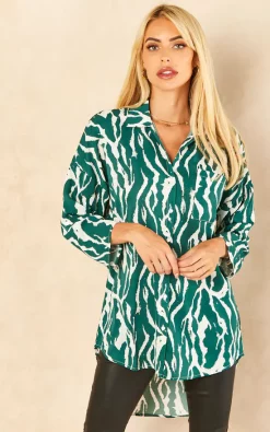 Flash Sale 🥰 LOVE SUNSHINE Emerald Zebra Print Oversized 👕 Shirt 💯