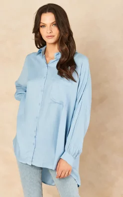 Budget 👍 Blue Vanilla Ariyah Oversized 👕 Shirt In Blue 😍