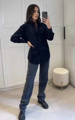 Buy 👏 Glamorous Black Corduroy Oversized 👕 Shirt 😀