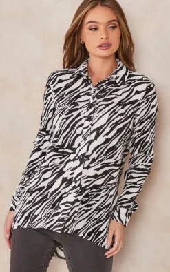 Best Pirce ⭐ Nikka Oversized 👕 Shirt In Animal Plisse 🎉